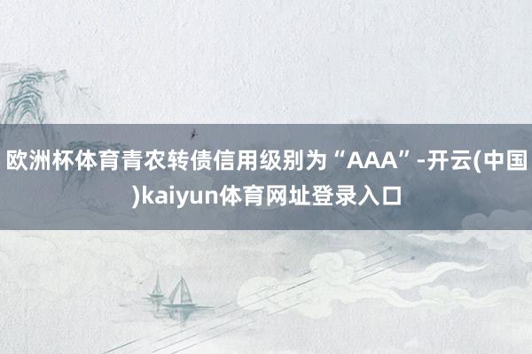 欧洲杯体育青农转债信用级别为“AAA”-开云(中国)kaiyun体育网址登录入口