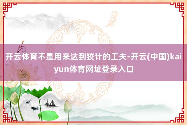 开云体育不是用来达到狡计的工夫-开云(中国)kaiyun体育网址登录入口